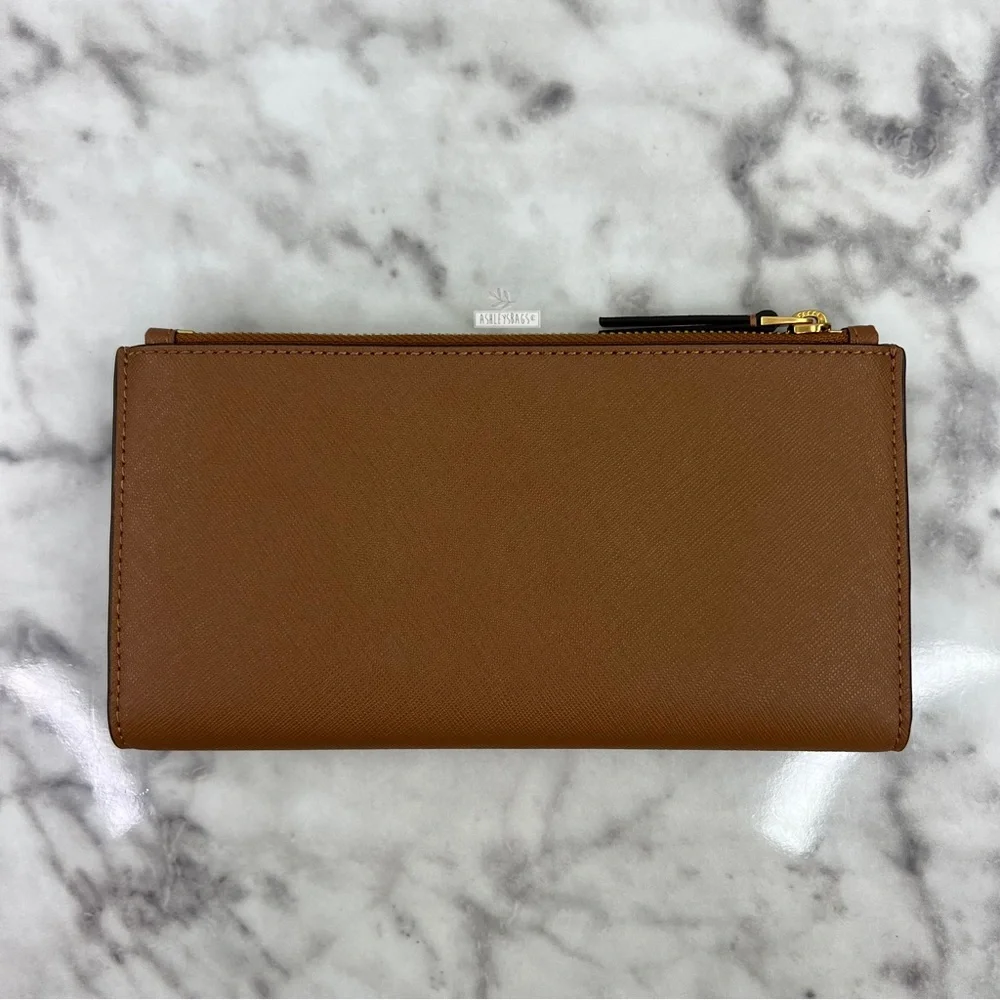 Tory Burch Emerson Large Double Zip Tote & Emerson Slim Wallet In Moose Brown - Picture 14 of 16